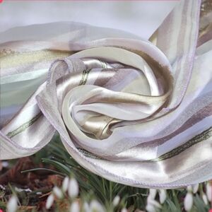 3/$20 Manhattan Boutique Satin Scarf Spring Pastel Metallic Chiffon Purple Gold